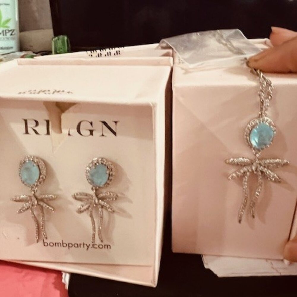 Reign Princess Bow Necklace and Earring set